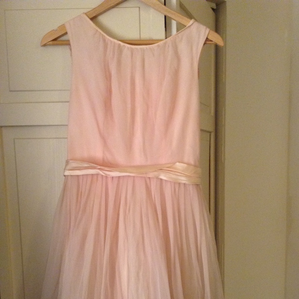 Vintage 1950s Pink Chiffon Short Sleeveless Dress